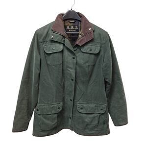 Barbour Green Utility Jacket with Brown Corduroy Collar